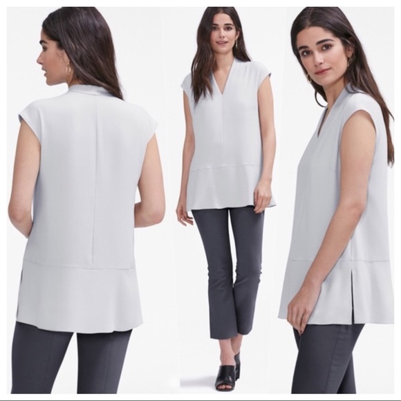 MM LaFleur Bella v-neck tunic blouse in blue mist - Picture 2 of 6